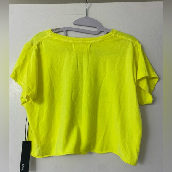 Soulcycle Neon Yellow Cropped Cycling Gym T-Shirt, woman’s size medium top - Picture 2 of 7